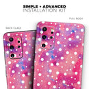 White Polka Dots Over Pink Watercolor Grunge - Premium Vinyl Skin Decal for Samsung Galaxy S25 Ultra, S24, S23, S22 & All Galaxy S Models