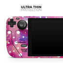 White Polka Dots Over Pink Watercolor Grunge // Vinyl Skin Wrap for Steam Deck OLED & Steam Deck (LCD) — Soft Matte or Ultra Gloss