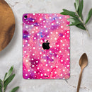 White Polka Dots over Pink Watercolor - Full Body Skin Decal for the Apple iPad Pro 12.9", 11", 10.5", 9.7", Air or Mini (All Models Available)