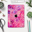 White Polka Dots over Pink Watercolor - Full Body Skin Decal for the Apple iPad Pro 12.9", 11", 10.5", 9.7", Air or Mini (All Models Available)