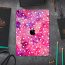 White Polka Dots over Pink Watercolor - Full Body Skin Decal for the Apple iPad Pro 12.9", 11", 10.5", 9.7", Air or Mini (All Models Available)