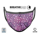 White Polka Dots Over Purple Pink Paint Mix - Made in USA Mouth Cover Unisex Anti-Dust Cotton Blend Reusable & Washable Face Mask with Adjustable Sizing for Adult or Child