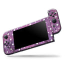 White Polka Dots Over Purple Pink Paint Mix // Skin Decal Wrap Kit for Nintendo Switch Console & Dock, Joy-Cons, Pro Controller, Lite, 3DS XL, 2DS XL, DSi, or Wii - Vinyl Skin Wrap for Nintendo Switch 2, OLED, Lite, Pro Controller, Wii & Classic Handhelds