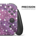 White Polka Dots Over Purple Pink Paint Mix // Skin Decal Wrap Kit for Nintendo Switch Console & Dock, Joy-Cons, Pro Controller, Lite, 3DS XL, 2DS XL, DSi, or Wii - Vinyl Skin Wrap for Nintendo Switch 2, OLED, Lite, Pro Controller, Wii & Classic Handhelds