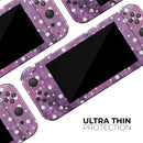 White Polka Dots Over Purple Pink Paint Mix // Skin Decal Wrap Kit for Nintendo Switch Console & Dock, Joy-Cons, Pro Controller, Lite, 3DS XL, 2DS XL, DSi, or Wii - Vinyl Skin Wrap for Nintendo Switch 2, OLED, Lite, Pro Controller, Wii & Classic Handhelds