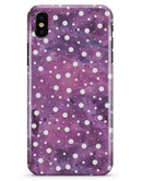 White Polka Dots Over Purple Pink Paint Mix - iPhone X Clipit Case