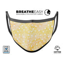 White Polka Dots Over Yello Orange Grunge - Made in USA Mouth Cover Unisex Anti-Dust Cotton Blend Reusable & Washable Face Mask with Adjustable Sizing for Adult or Child