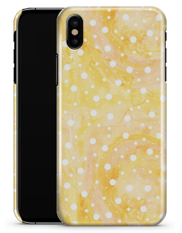 White Polka Dots Over Yello Orange Grunge - iPhone X Clipit Case