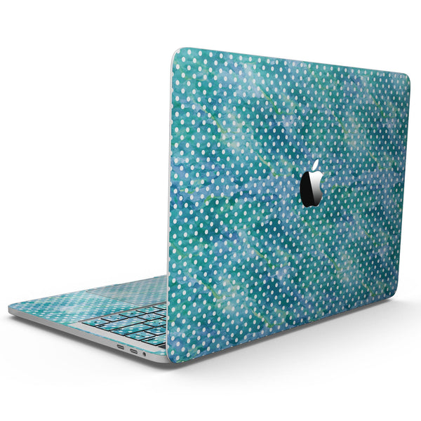 MacBook Pro with Touch Bar Skin Kit - White_Polka_Dots_over_Blue_Watercolor_V2-MacBook_13_Touch_V9.jpg?