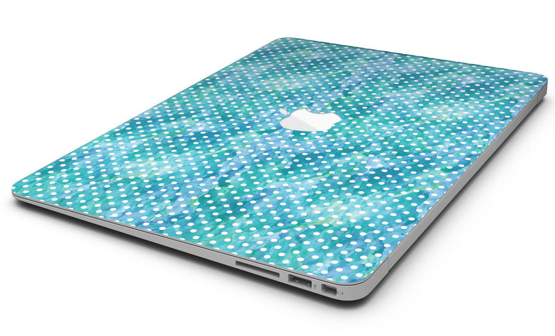 White Polka Dots over Blue Watercolor V2 - MacBook Air Skin Kit