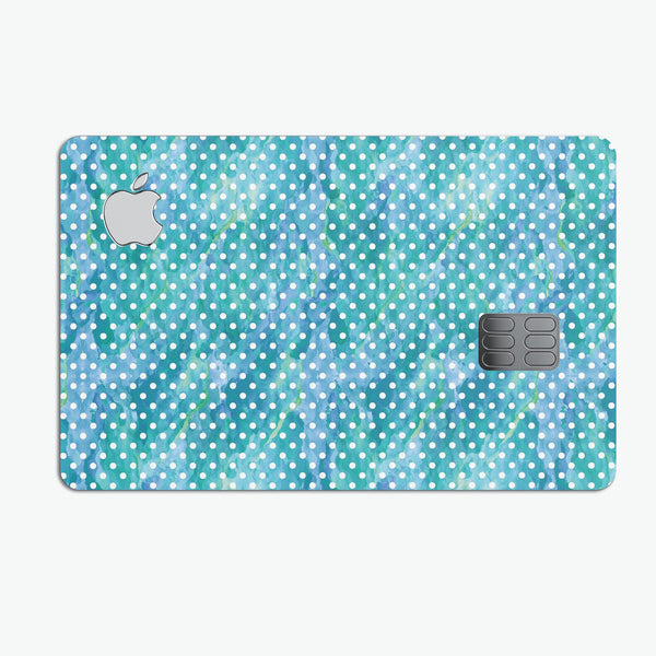 White Polka Dots over Blue Watercolor V2 - Premium Protective Decal Skin-Kit for the Apple Credit Card