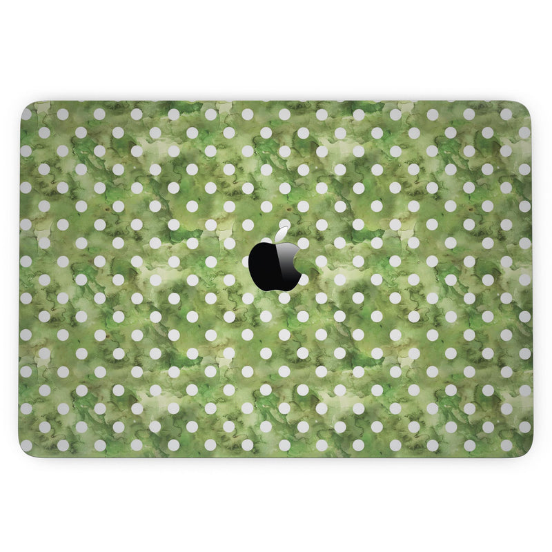 MacBook Pro without Touch Bar Skin Kit - White_Polka_Dots_over_Green_Watercolor-MacBook_13_Touch_V6.jpg?