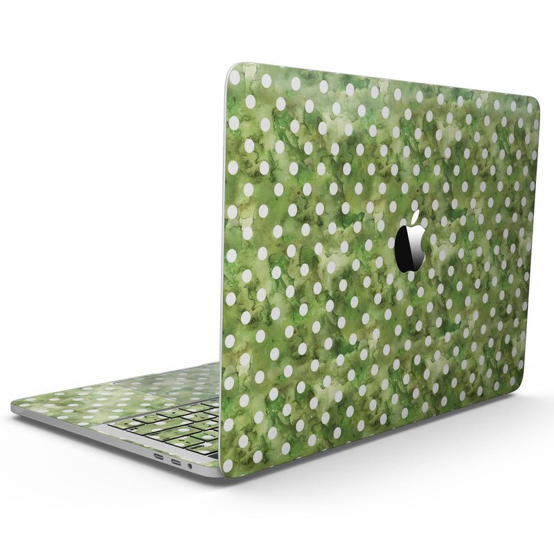 MacBook Pro without Touch Bar Skin Kit - White_Polka_Dots_over_Green_Watercolor-MacBook_13_Touch_V7.jpg?