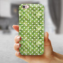 White Polka Dots over Green Watercolor iPhone 6/6s or 6/6s Plus 2-Piece Hybrid INK-Fuzed Case