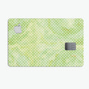 White Polka Dots over Green Watercolor V2 - Premium Protective Decal Skin-Kit for the Apple Credit Card