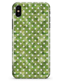 White Polka Dots over Green Watercolor - iPhone X Clipit Case