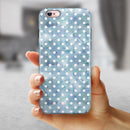 White Polka Dots over Pale Blue Watercolor iPhone 6/6s or 6/6s Plus 2-Piece Hybrid INK-Fuzed Case
