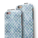 White Polka Dots over Pale Blue Watercolor iPhone 6/6s or 6/6s Plus 2-Piece Hybrid INK-Fuzed Case