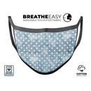 White Polka Dots over Pale Blue Watercolor - Made in USA Mouth Cover Unisex Anti-Dust Cotton Blend Reusable & Washable Face Mask with Adjustable Sizing for Adult or Child