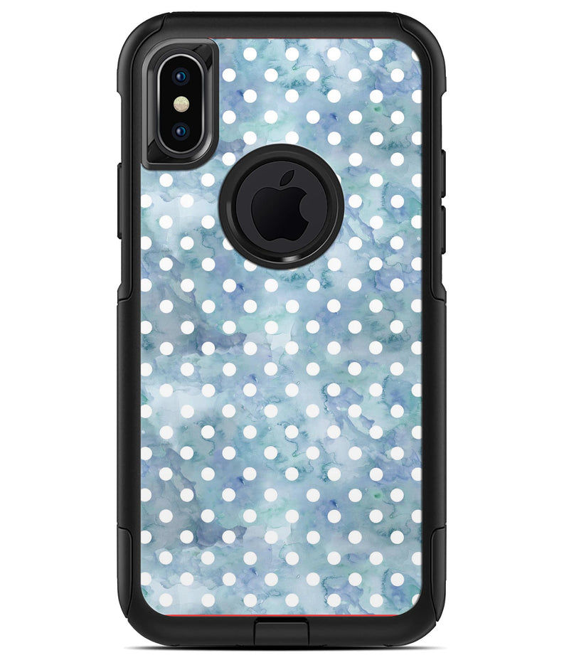 White Polka Dots over Pale Blue Watercolor - iPhone X OtterBox Case & Skin Kits
