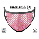 White Polka Dots over Pink Watercolor - Made in USA Mouth Cover Unisex Anti-Dust Cotton Blend Reusable & Washable Face Mask with Adjustable Sizing for Adult or Child