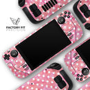 White Polka Dots over Pink Watercolor // Full Body Skin Decal Wrap Kit for the Steam Deck handheld gaming computer