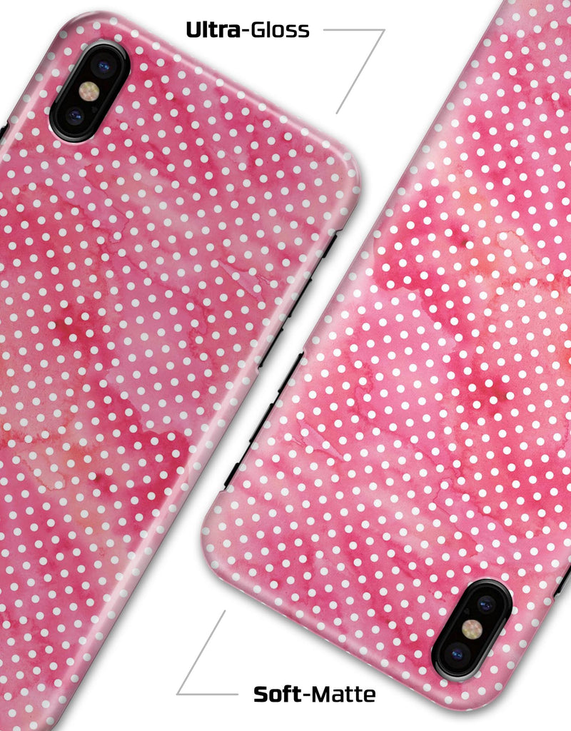 White Polka Dots over Pink Watercolor V2 - iPhone X Clipit Case