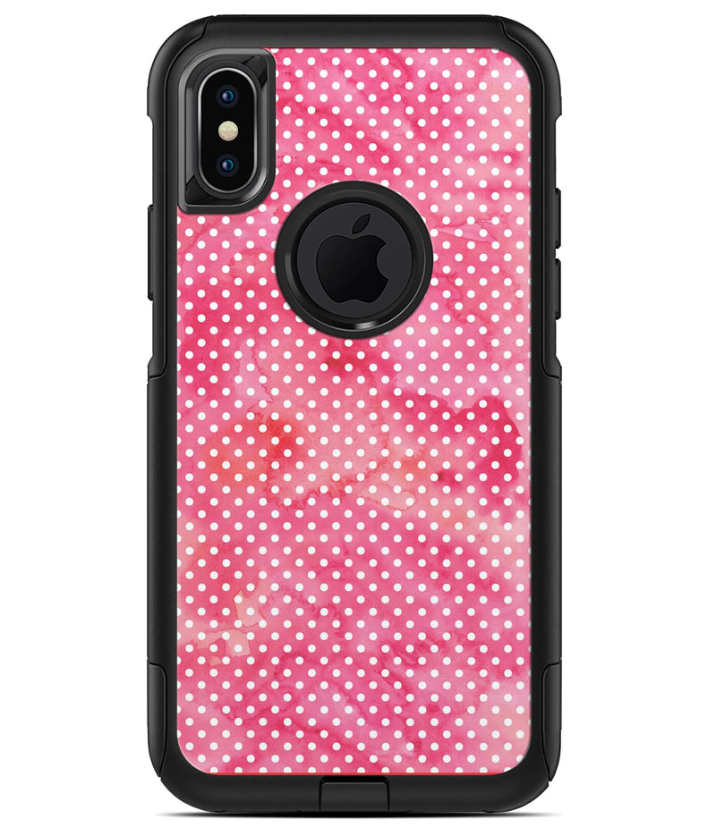 White Polka Dots over Pink Watercolor V2 - iPhone X OtterBox Case & Skin Kits