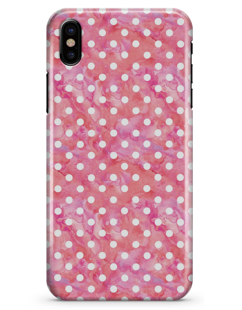 White Polka Dots over Pink Watercolor - iPhone X Clipit Case
