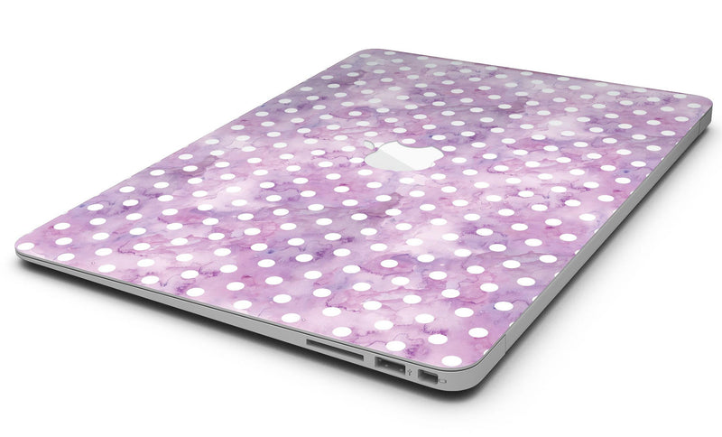 White Polka Dots over Purple Watercolor - MacBook Air Skin Kit