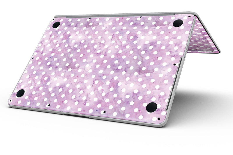 White Polka Dots over Purple Watercolor - MacBook Pro with Retina Display Full-Coverage Skin Kit