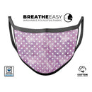 White Polka Dots over Purple Watercolor - Made in USA Mouth Cover Unisex Anti-Dust Cotton Blend Reusable & Washable Face Mask with Adjustable Sizing for Adult or Child