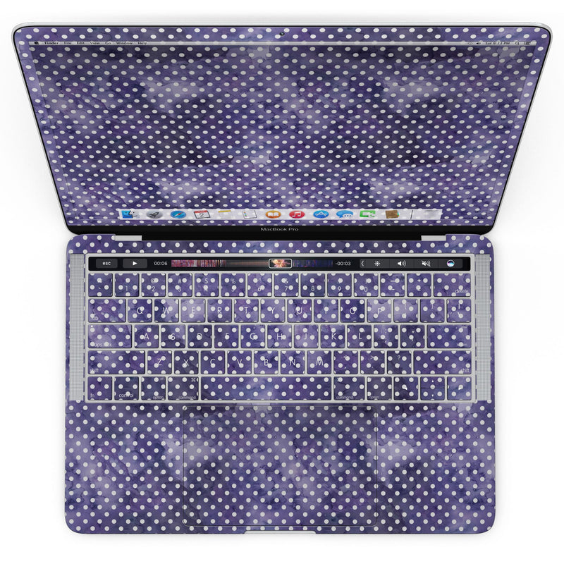 MacBook Pro with Touch Bar Skin Kit - White_Polka_Dots_over_Purple_Watercolor_V2-MacBook_13_Touch_V4.jpg?