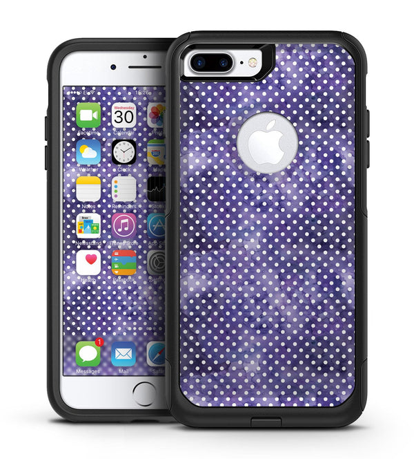 White Polka Dots over Purple Watercolor V2 - iPhone 7 or 7 Plus Commuter Case Skin Kit