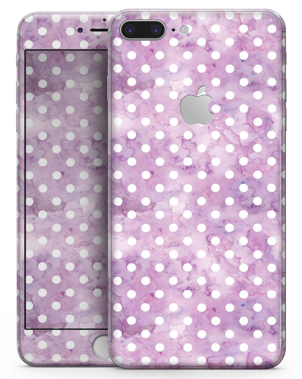 White Polka Dots over Purple Watercolor - Skin-kit for the iPhone 8 or 8 Plus