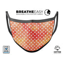 White Polka Dots over Red-Orange Watercolor - Made in USA Mouth Cover Unisex Anti-Dust Cotton Blend Reusable & Washable Face Mask with Adjustable Sizing for Adult or Child