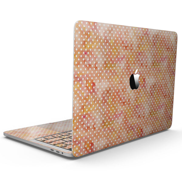 MacBook Pro with Touch Bar Skin Kit - White_Polka_Dots_over_Red-Orange_Watercolor_V2-MacBook_13_Touch_V9.jpg?