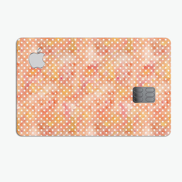 White Polka Dots over Red-Orange Watercolor V2 - Premium Protective Decal Skin-Kit for the Apple Credit Card