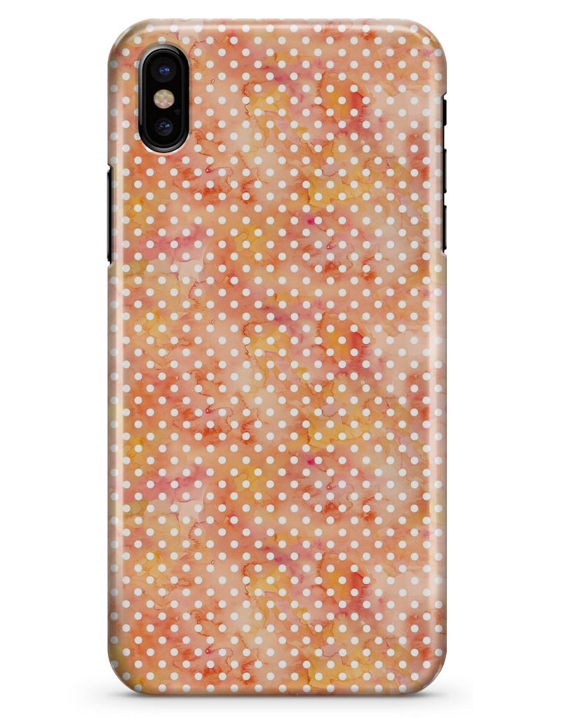 White Polka Dots over Red-Orange Watercolor V2 - iPhone X Clipit Case