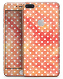 White Polka Dots over Red-Orange Watercolor - Skin-kit for the iPhone 8 or 8 Plus