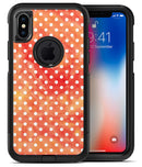 White Polka Dots over Red-Orange Watercolor - iPhone X OtterBox Case & Skin Kits