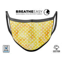 White Polka Dots over Yellow Watercolor - Made in USA Mouth Cover Unisex Anti-Dust Cotton Blend Reusable & Washable Face Mask with Adjustable Sizing for Adult or Child