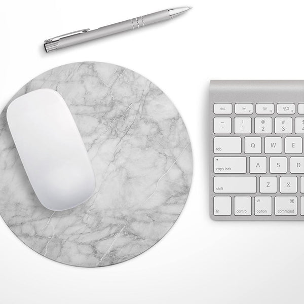 White Scratched Marble// WaterProof Rubber Foam Backed Anti-Slip Mouse Pad for Home Work Office or Gaming Computer Desk