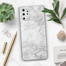 White Scratched Marble - Skin-Kit for the Samsung Galaxy S-Series S20, S20 Plus, S20 Ultra , S10 & others (All Galaxy Devices Available)