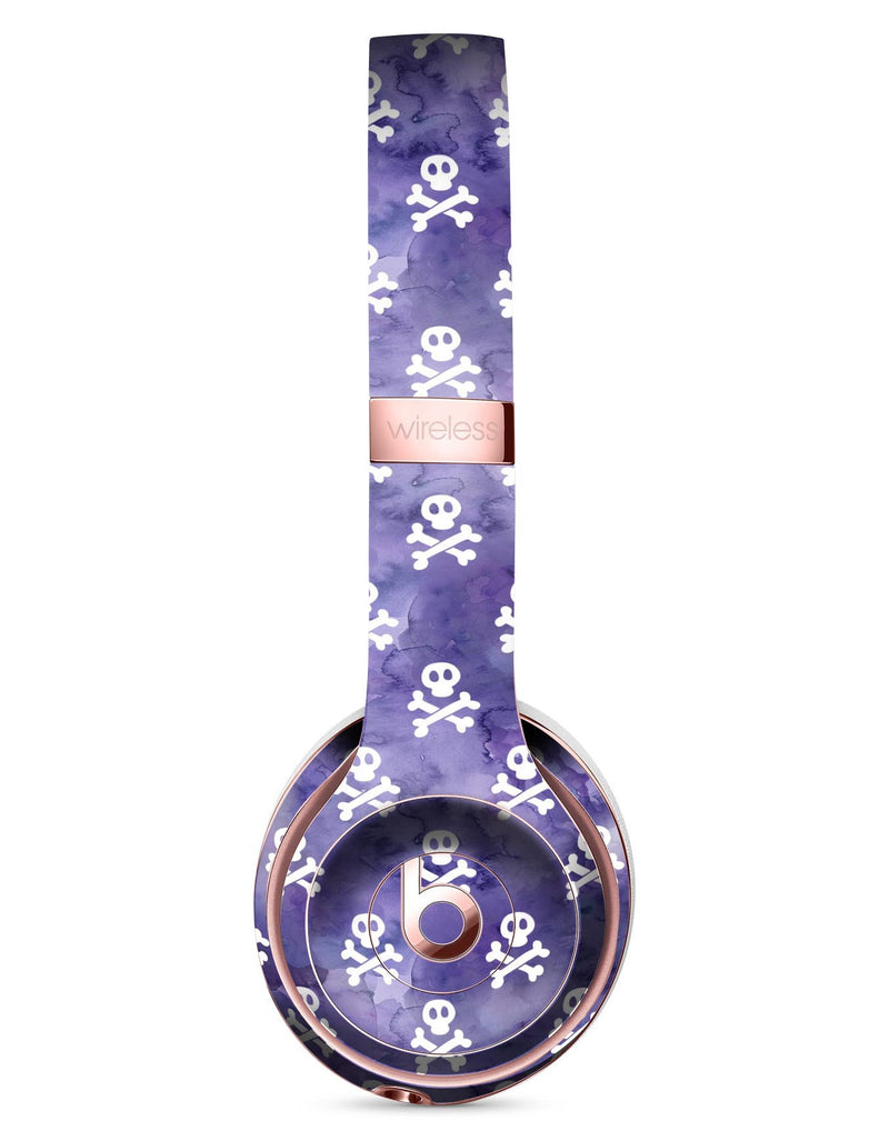 White Skulls on Purple Watercolor Full-Body Skin Kit for the Beats by Dre Solo 3 Wireless Headphones