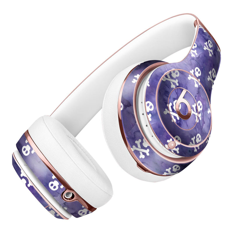 White Skulls on Purple Watercolor Full-Body Skin Kit for the Beats by Dre Solo 3 Wireless Headphones