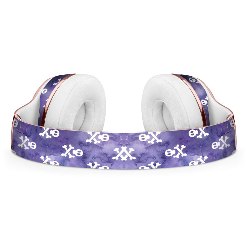 White Skulls on Purple Watercolor Full-Body Skin Kit for the Beats by Dre Solo 3 Wireless Headphones