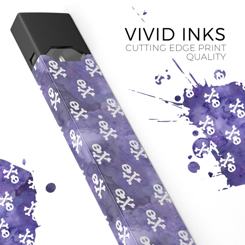 Skin Decal Kit for the Pax JUUL - White Skulls on Purple Watercolor
