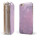 White Slanted Lines Over Pink Fumes iPhone 6/6s or 6/6s Plus 2-Piece Hybrid INK-Fuzed Case