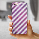 White Slanted Lines Over Pink Fumes iPhone 6/6s or 6/6s Plus 2-Piece Hybrid INK-Fuzed Case